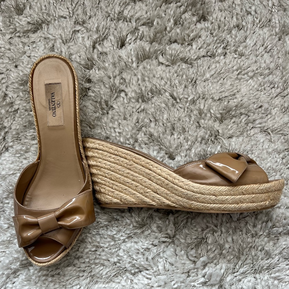 Valentino patent Mena Espadrille Bow wedge